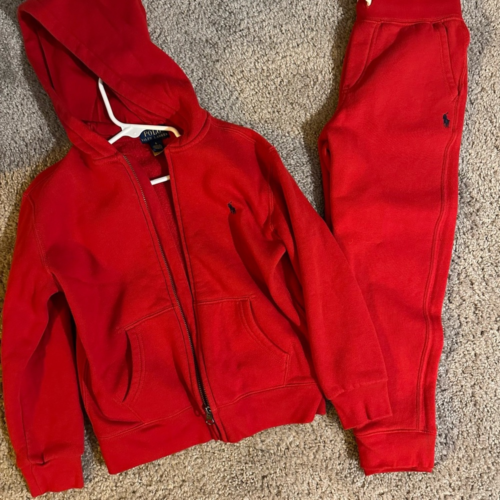 Polo by Ralph Lauren Kids Red Hoodie and Joggers Set